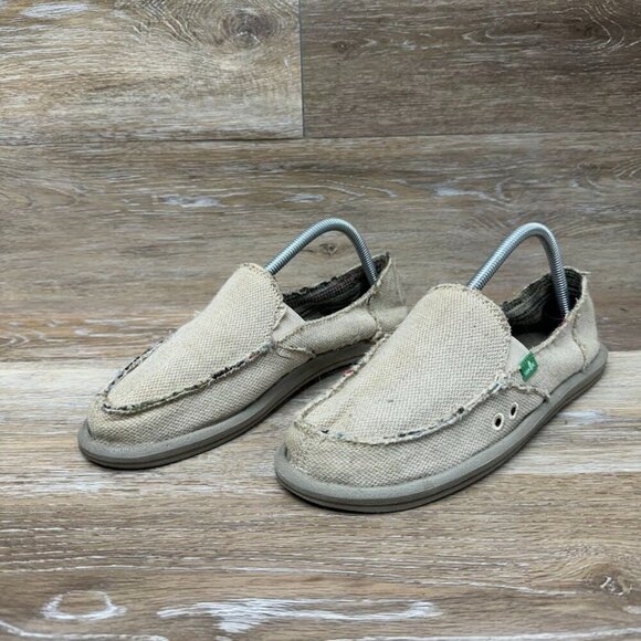 Sanuk Shorty Sidewalk Surfer Tan Slip On Shoes Women's Size 9
